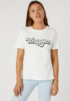 Wrangler Regular Tee - T-Shirt Print - Wornwhite