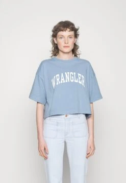 Wrangler Boxy Tee - T-Shirt Print - Stone Wash Blue