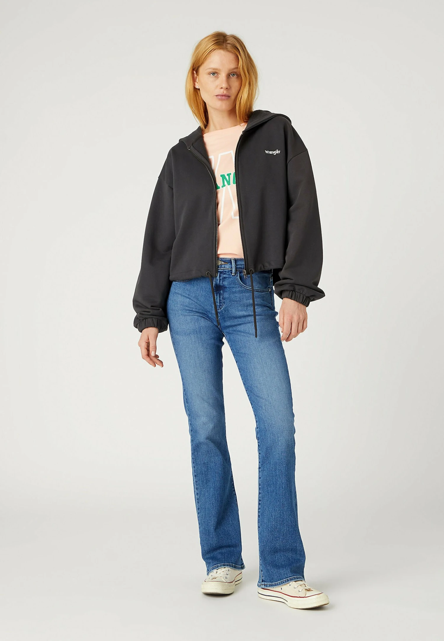 Wrangler Zip Hoodie - Sweater Met Rits - Faded Black 4 Wrangler Zip Hoodie - Sweater Met Rits - Faded Black - Afbeelding 2