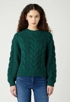 Wrangler Crew Neck Cable Knit​ - Trui - Dark Matcha