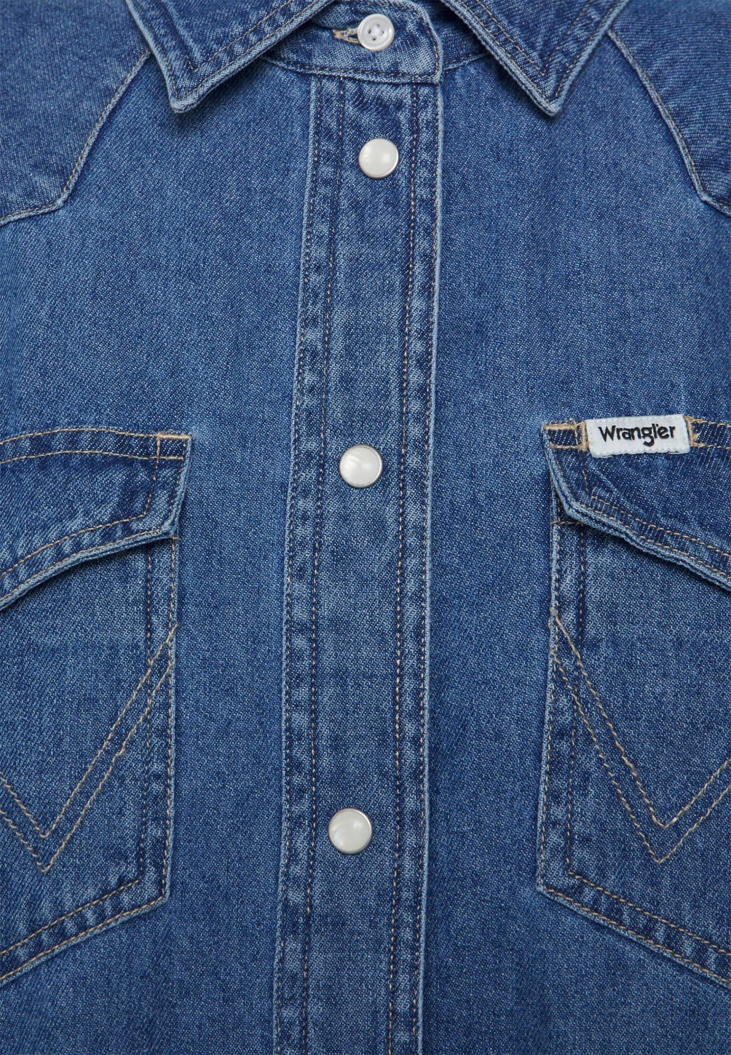 Wrangler Overhemdblouse - Mid Indigo 5 Wrangler Overhemdblouse - Mid Indigo - Afbeelding 3