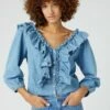 Wrangler Western Frill - Overhemdblouse - Light Stonewash -Wrangler b52e102cc18c41cf83f7cf9f8a0df89f
