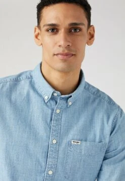 Wrangler Ls 1 Pkt Button Down - Overhemd - Light Indigo -Wrangler b75f9400cd234e6fa61b9ce456670967
