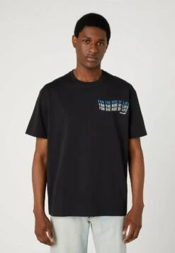 Wrangler Slogan Tee - T-Shirt Print - Washed Black