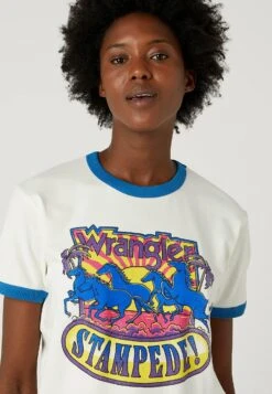 Wrangler Ringer - T-Shirt Print - Worn White -Wrangler dd352590e6e94b29886ce10785d6cb28
