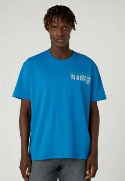 Wrangler Slogan Tee - T-Shirt Print - Deep Water